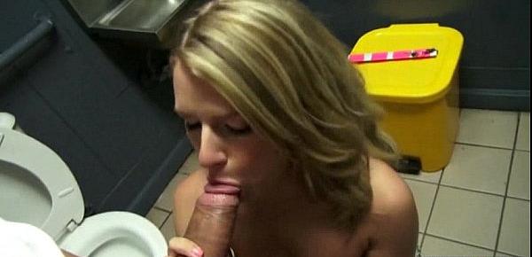  Teen Dixie Belle suck cock and rides it in a public restroom